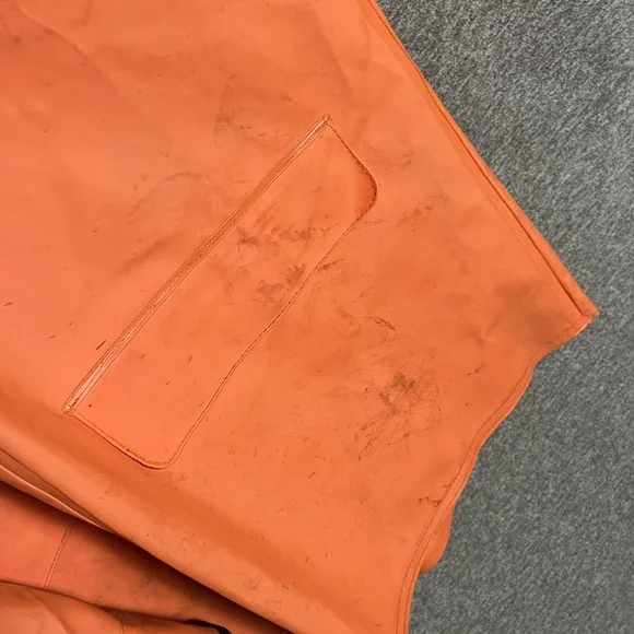 Carhartt Rain Coat Mens Large Orange Hooded PVC Waterproof Workwear C64ORG - Picture 4 of 10